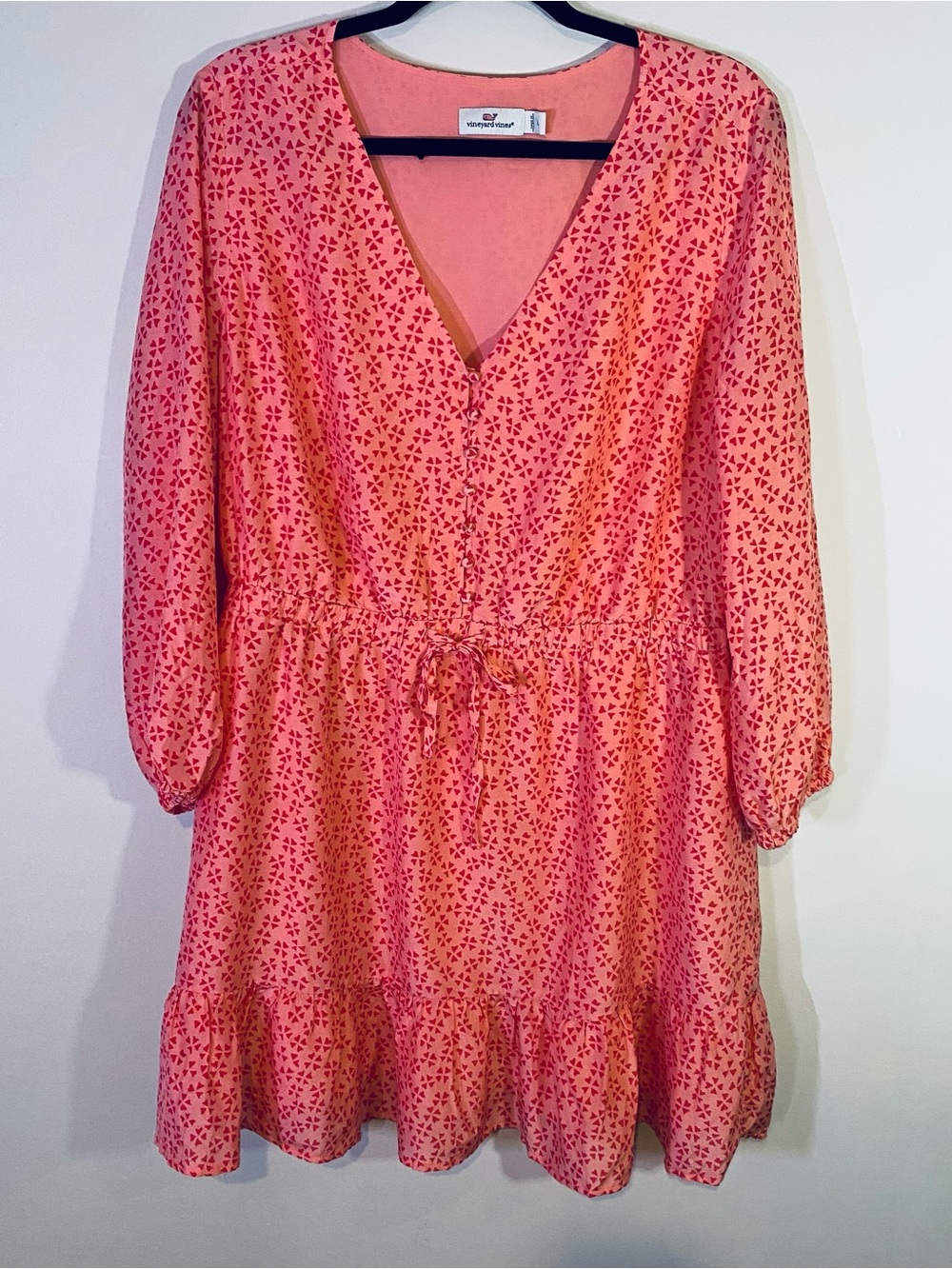 Vineyard Vines Coral Pink Long Sleeve Floral Dress, gr8 condition